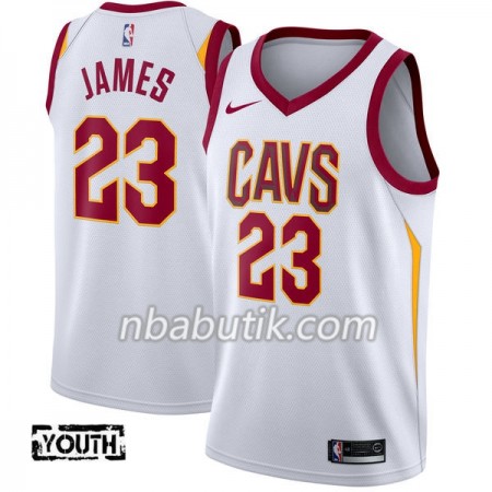 NBA Børn Trøje Cleveland Cavaliers LeBron James 23 Nike 2017-18 Hvid Swingman NBA Børn Trøje Cleveland Cavaliers LeBron James 23 Nike 2017-18 Hvid Swingman